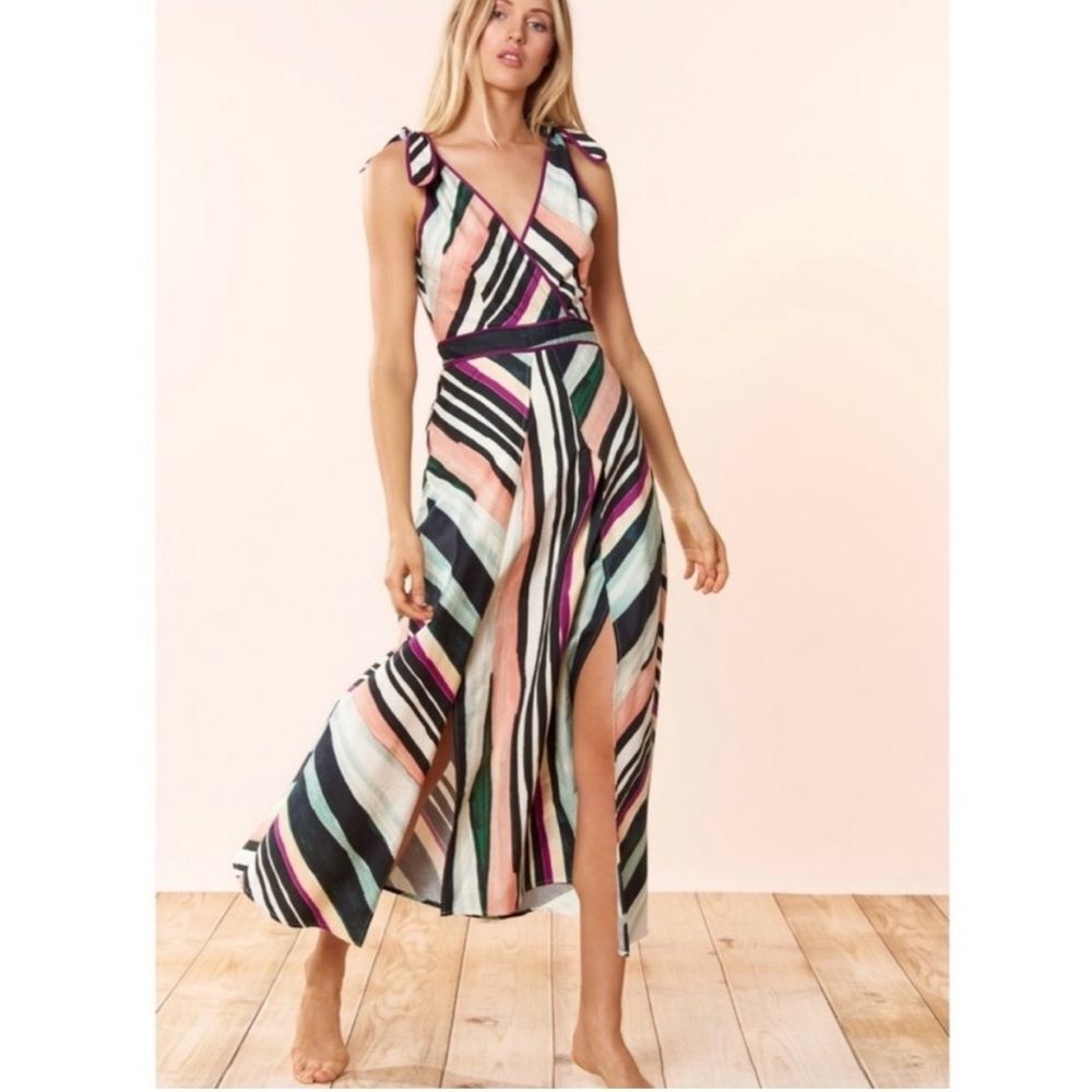 Red Carter Striped Multicolor Sleeveless Maxi Dress XS